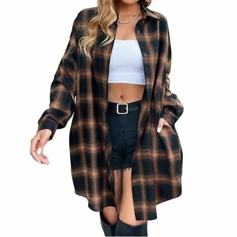 NWT Blooming Jelly Plaid Button Down Shacket XXL